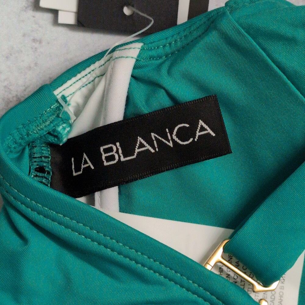 La Blanca Emerald Green Island Goddess Underwire Twist Front Bra Top Size 14 New - Picture 5 of 11